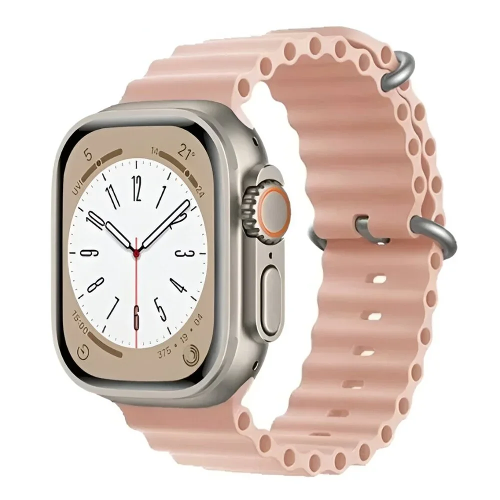 Apple Watch Band Silicone Waterproof Sport Ocean Strap for Apple Watch - Pink